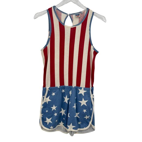 Junk Food romper women's small stars and stripes red white blue sleeveless USA - Picture 1 of 7